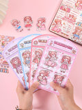 Cute Cartoon Girl Magnetic Bookmarks with stickers