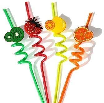 Reusable Plastic Straw With Fruit Charms