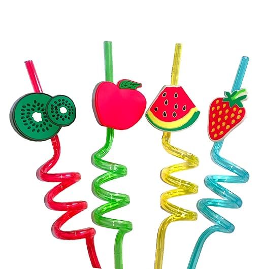Reusable Plastic Straw With Fruit Charms
