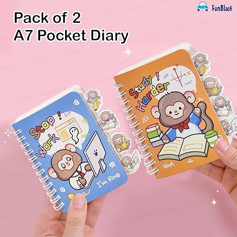 Mini Study Spiral Diary With Bookmark