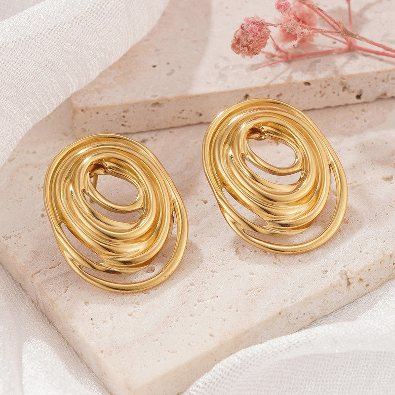 Anti Tarnish Spiral Chunky Earrings