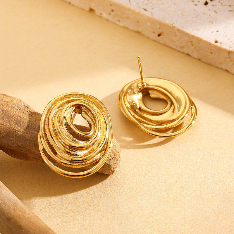Anti Tarnish Spiral Chunky Earrings