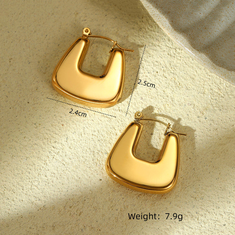 Anti Tarnish Chunky Geometric Statement Hoop Earrings