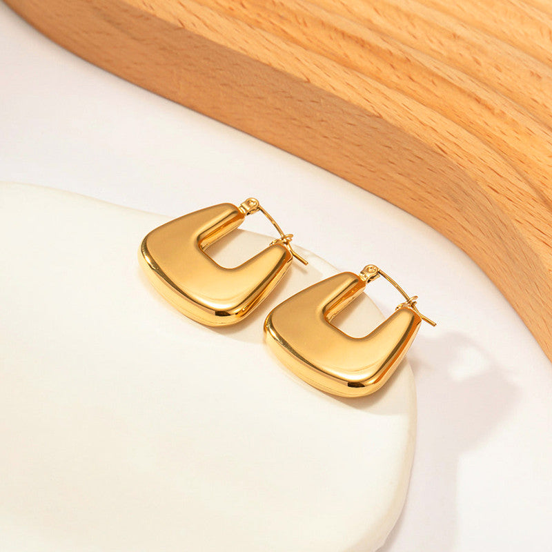 Anti Tarnish Chunky Geometric Statement Hoop Earrings