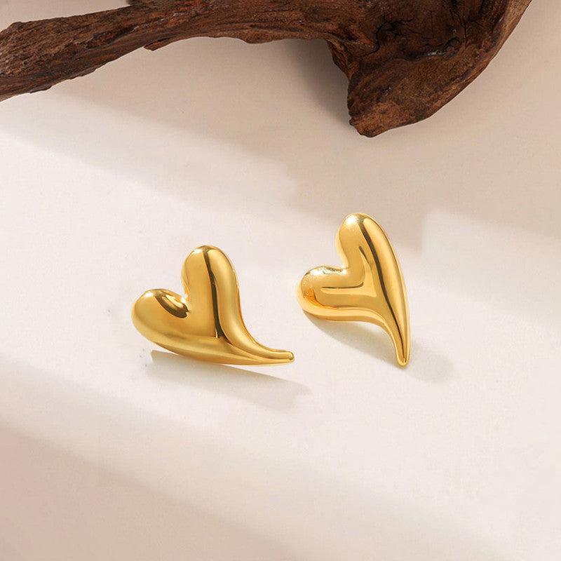 Anti Tarnish Heart Themed Stud Earrings