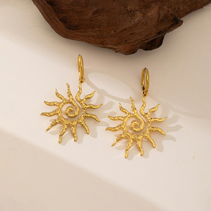 Anti Tarnish Sun Shaped Stud Earrings