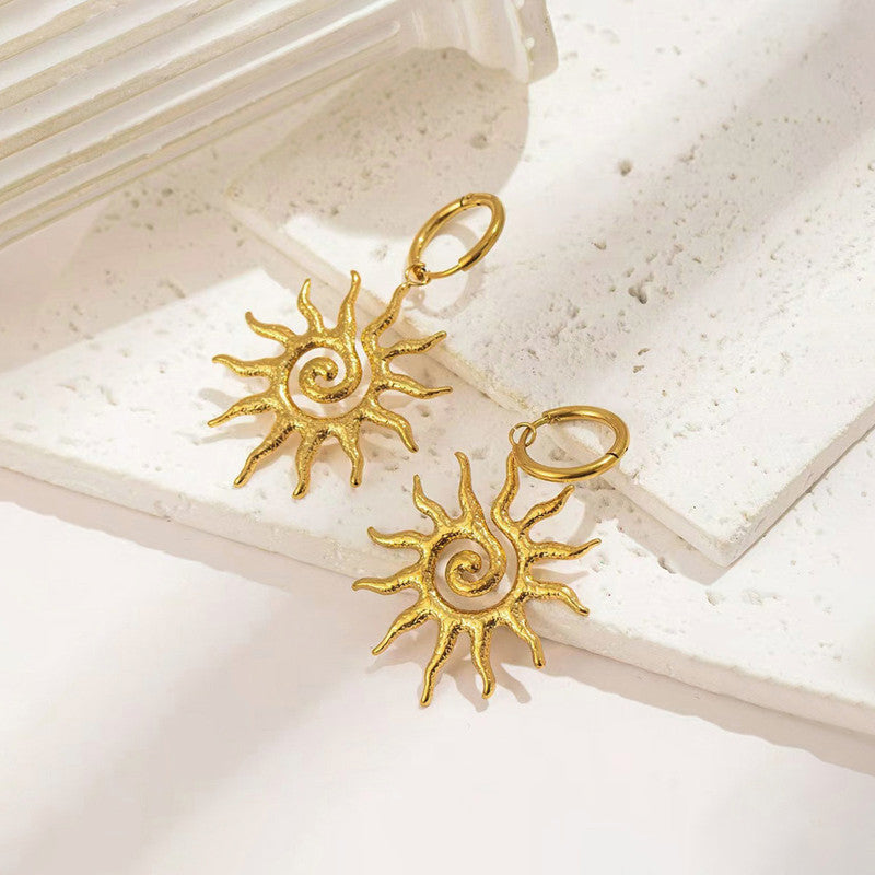 Anti Tarnish Sun Shaped Stud Earrings