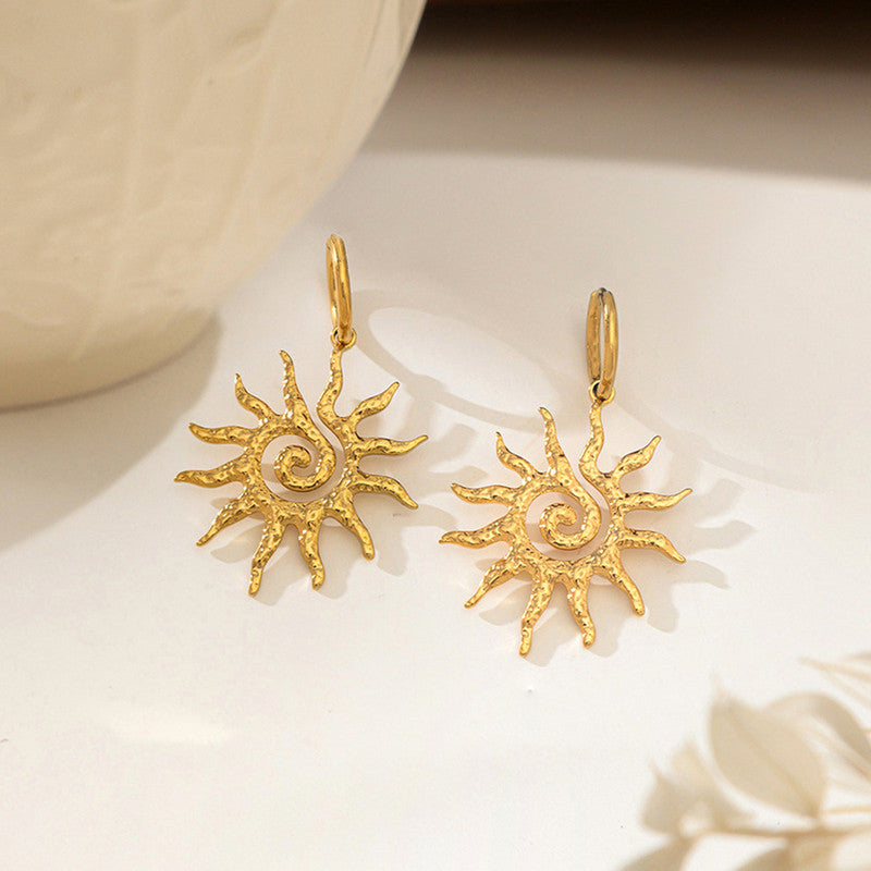 Anti Tarnish Sun Shaped Stud Earrings