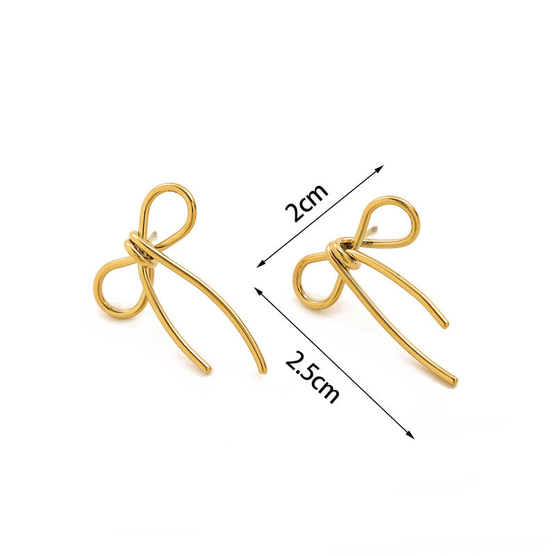 Anti Tarnish Bow Themed Drop Earrings