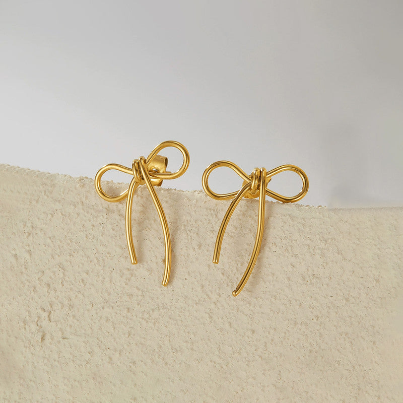 Anti Tarnish Bow Themed Drop Earrings