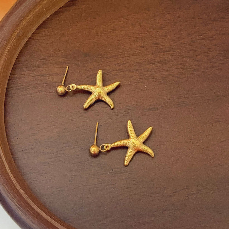 Anti Tarnish Star Themed Drop Earrings