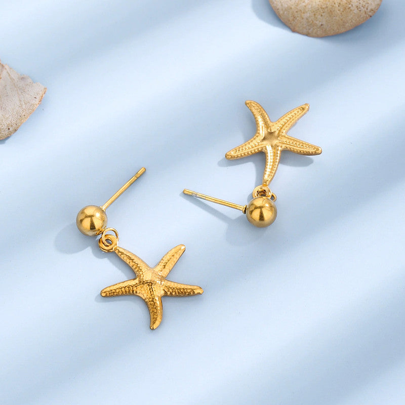 Anti Tarnish Star Themed Drop Earrings