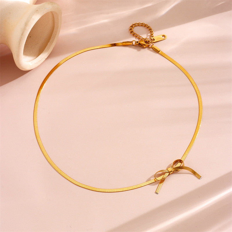 Anti Tarnish Infinity Bow Choker Necklace