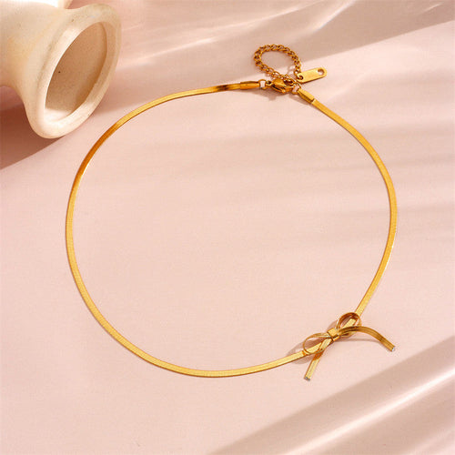 Anti Tarnish Infinity Bow Choker Necklace