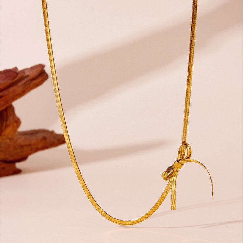 Anti Tarnish Infinity Bow Choker Necklace