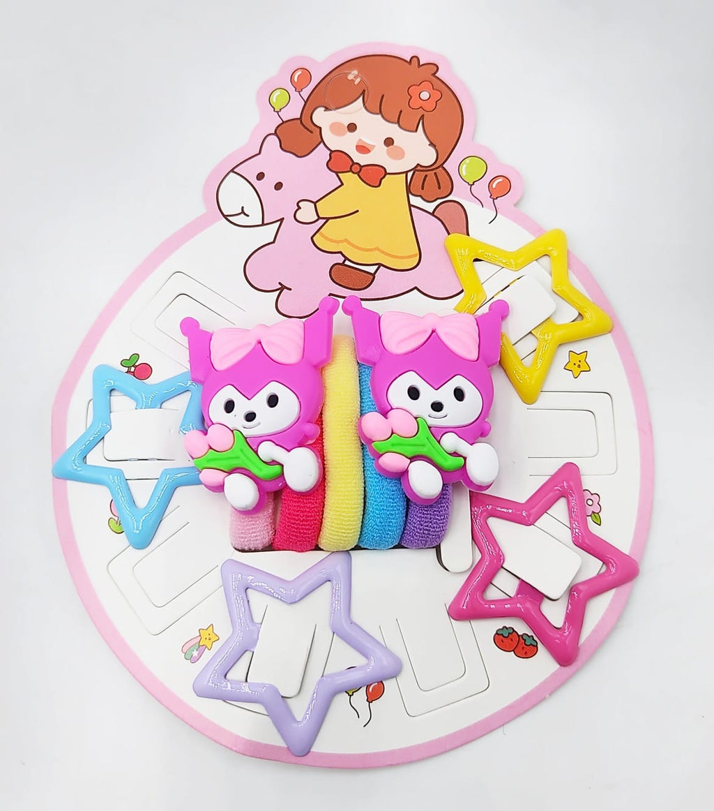 Pack of 9 Kawaii Anime Cartoon Cloud Hair Barrettes - Cute Flower Bow Claw Clips & Flat Hair Pins for Girls, Women and Kids