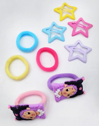 Pack of 9 Kawaii Anime Cartoon Cloud Hair Barrettes - Cute Flower Bow Claw Clips & Flat Hair Pins for Girls, Women and Kids