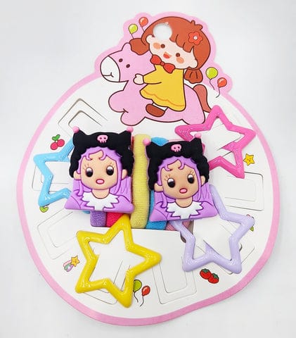 Pack of 9 Kawaii Anime Cartoon Cloud Hair Barrettes - Cute Flower Bow Claw Clips & Flat Hair Pins for Girls, Women and Kids