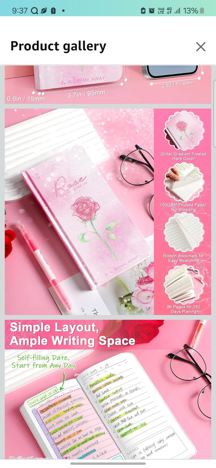 Rose Petals Floral Notebook Dairy