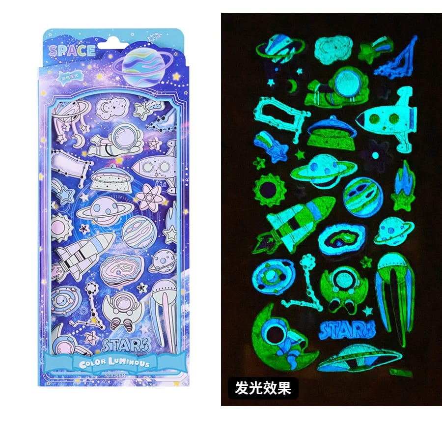 Space Adventure 3D Luminous Sticker Set