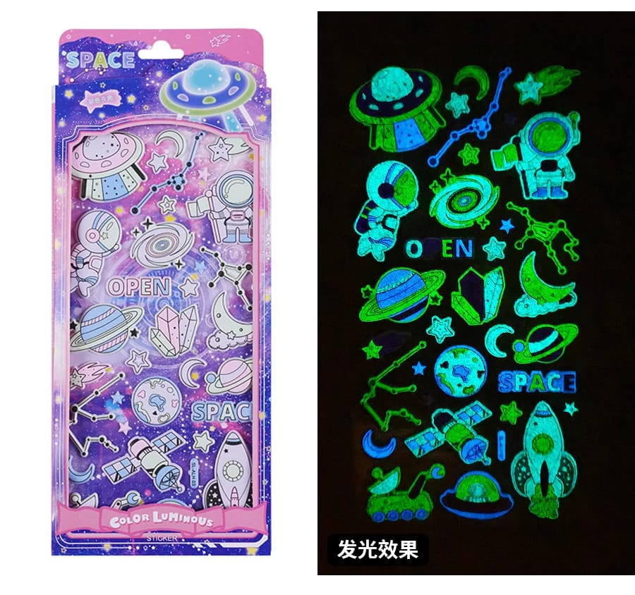 Space Adventure 3D Luminous Sticker Set