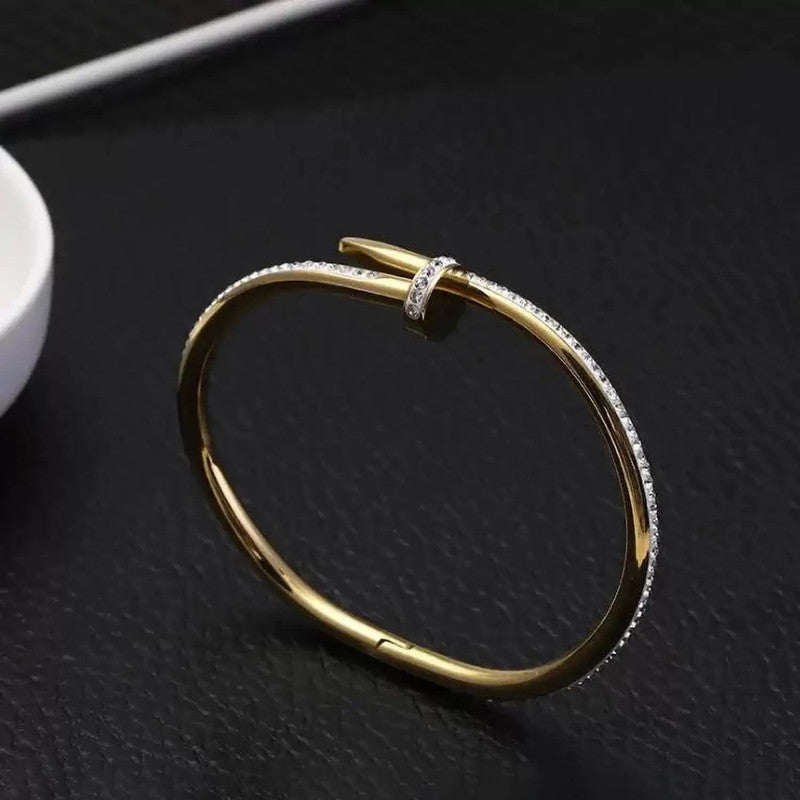 Anti Tarnish AD Studded Nail Bracelet For Women