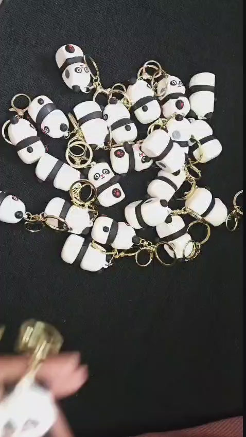 Cute Hugging Panda Keychain Set