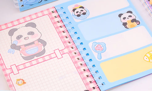 Panda Spiral Notebook with stickers